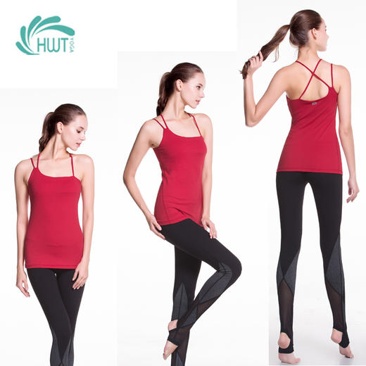 《捡漏专场  不退换》HWT美肩弧线交叉瑜伽背心 跑步上衣   夏季瑜伽服 商品图2