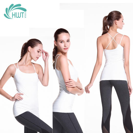《捡漏专场  不退换》HWT美肩弧线交叉瑜伽背心 跑步上衣   夏季瑜伽服 商品图3
