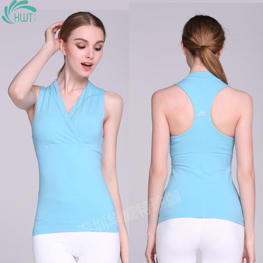 《惊爆618 不退换》HWT小立领气质上衣瑜伽背心跑步运动夏季瑜伽服 商品图2