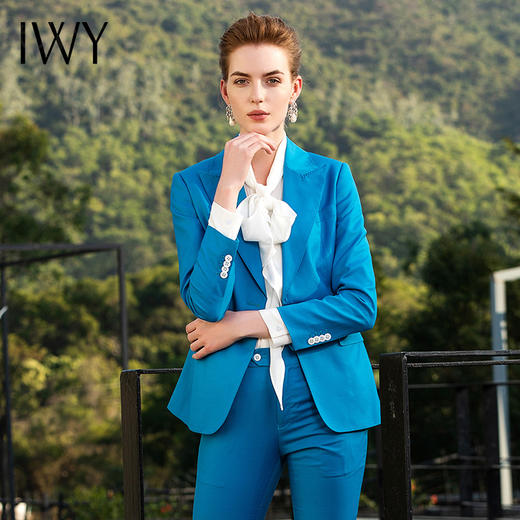 2020年春季新款优雅蓝色时尚西服衬衫套装201014C1+201014P3+201050B1 商品图6