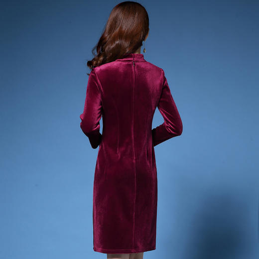 DYSL-Q4226春季装新款优雅丝绒晚礼服连衣裙 商品图4