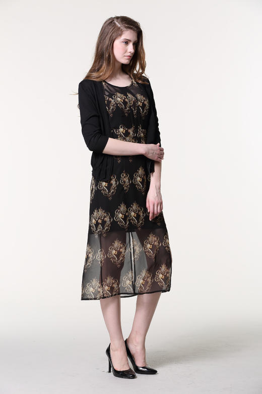 1S7815-黑色连衣裙--叶落--《梵高的花园》 商品图2