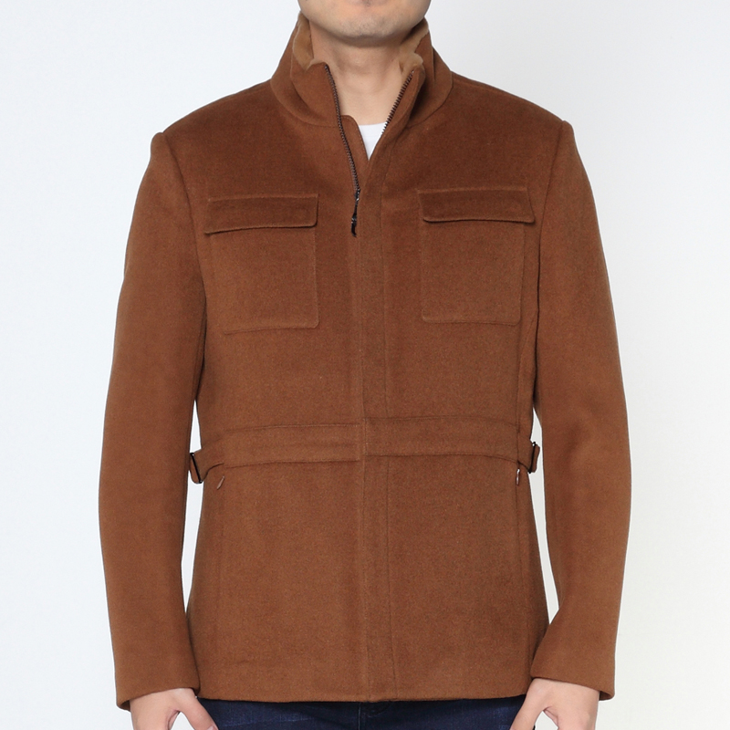 Marco Azzali 玛珂爱萨尼驼色獭兔毛羊毛大衣Y5165200