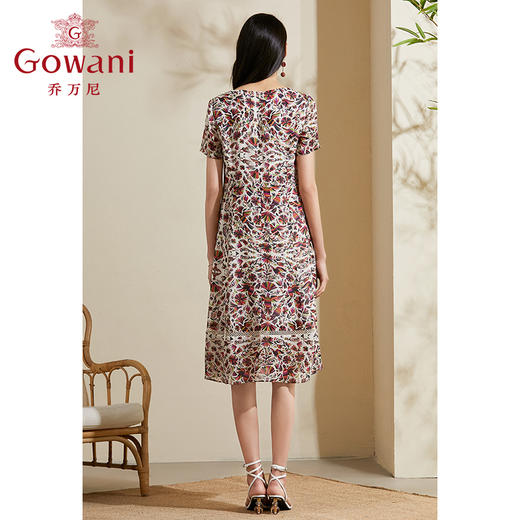 乔万尼浪漫减龄粉色裙摆拼接镂空花边桑蚕丝连衣裙ES2E132 商品图4