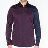 Marco Azzali 紫色藏青双拼长袖衬衫 C3903A00 商品缩略图0