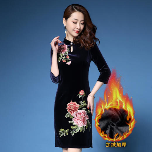 DYSL-Q4226春季装新款优雅丝绒晚礼服连衣裙 商品图2