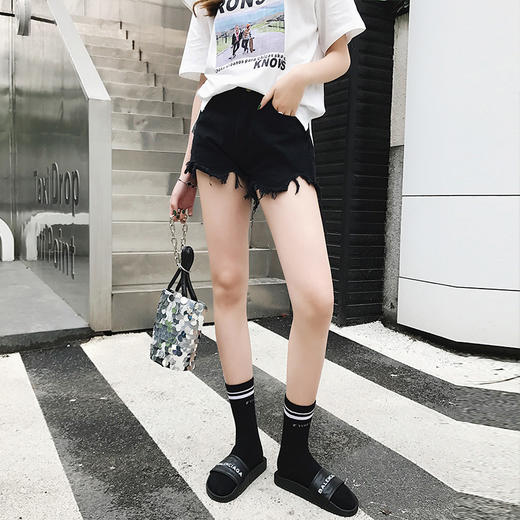 JYS-夏装胖妹妹mm流苏时髦减龄显瘦短款牛仔裤 商品图2