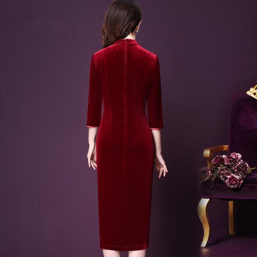 WXY-72643新款改良修身长款丝绒礼服 商品图2