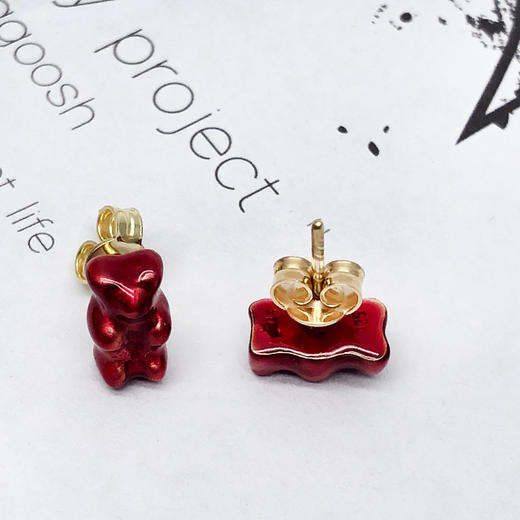 北京仓｜Maggoosh-Gummy-草莓小熊 耳钉［希腊设计师］ 商品图1