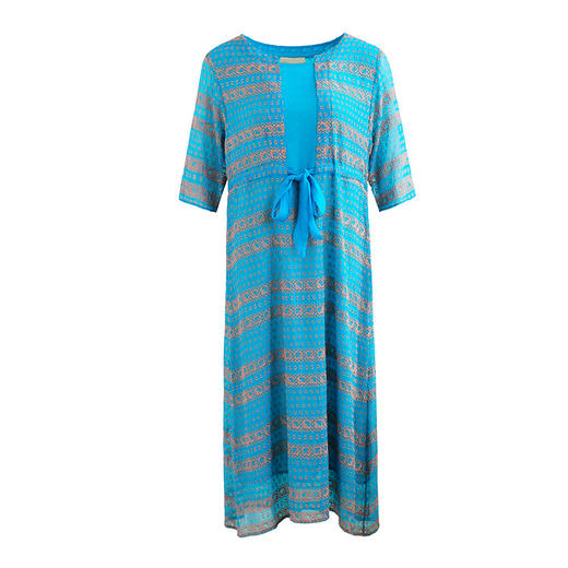 SMHC-SM190580夏季新款圆领印花五分袖宽松系带腰中长款连衣裙 商品图4