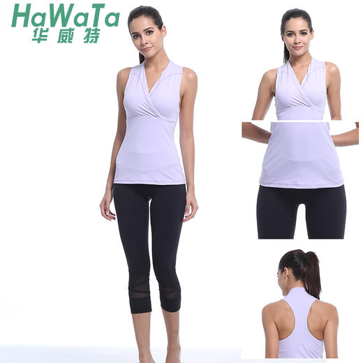 《惊爆618 不退换》HWT小立领气质上衣瑜伽背心跑步运动夏季瑜伽服 商品图3