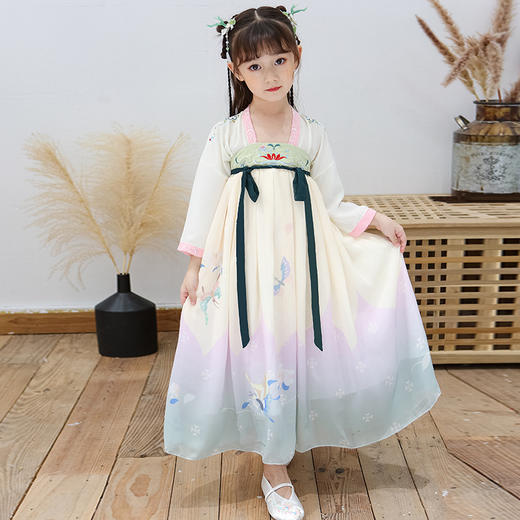 SYCB-19806爆款新品春秋女童汉服齐胸襦裙古装刺绣仙女裙XCX 商品图1
