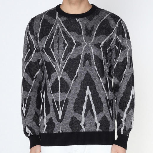 Marco Azzali 灰色几何提花毛衫 K3906400 商品图0