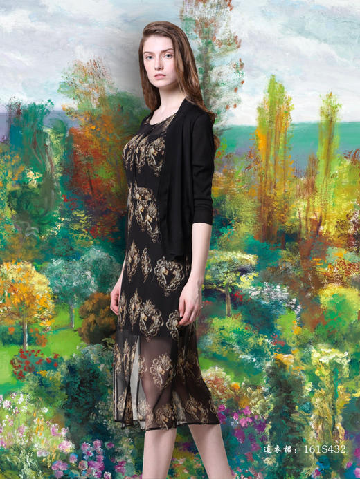 1S7815-黑色连衣裙--叶落--《梵高的花园》 商品图1