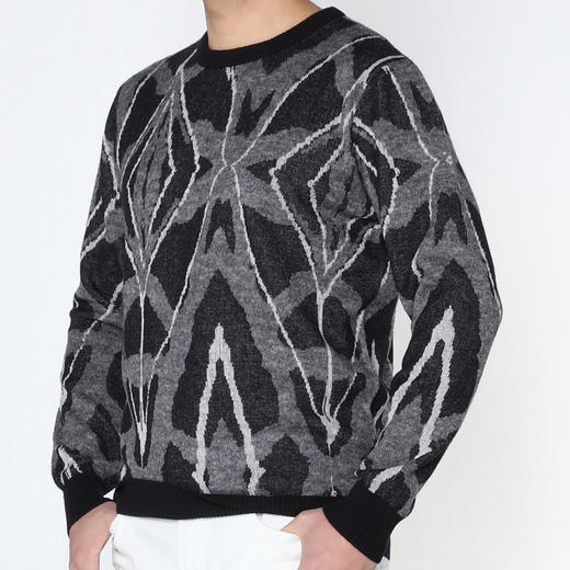 Marco Azzali 灰色几何提花毛衫 K3906400 商品图1