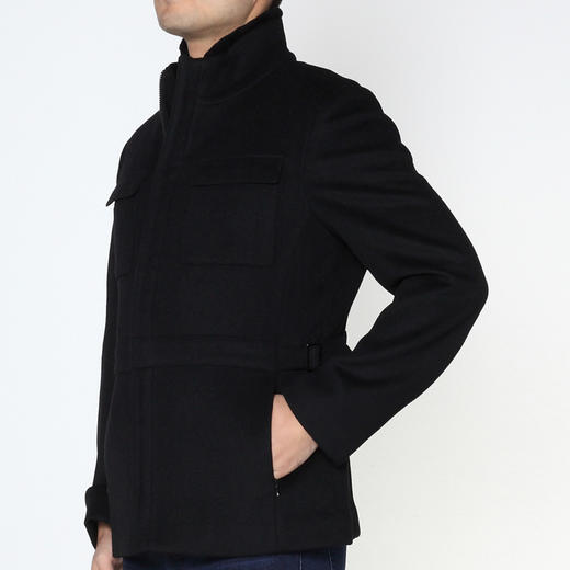 Marco Azzali 玛珂爱萨尼黑色獭兔毛羊毛大衣Y5165500 商品图1