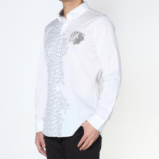 Marco Azzali 白色豹纹豹头烫片长袖衬衫 C5008300 商品图1
