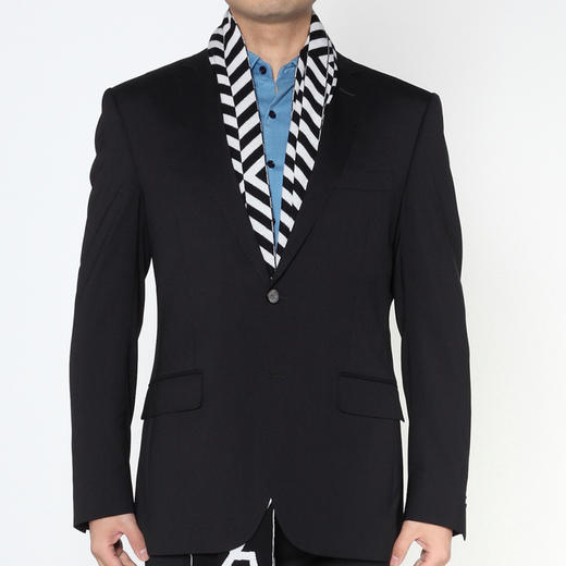 Marco Azzali 黑白菱形提花围巾 W3910200 商品图0