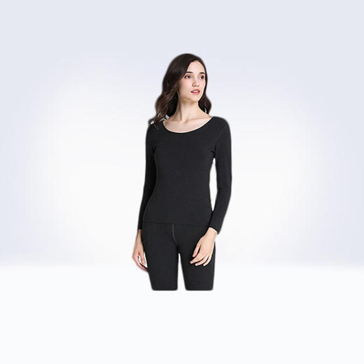 Always奥薇姿 德绒无痕发热蚕丝贴片女士保暖内衣套装 黑色/粉色【积分兑换】 商品图0