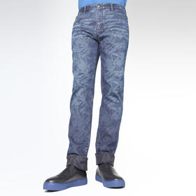 Marco Azzali 蓝色几何印花牛仔裤 P3902600