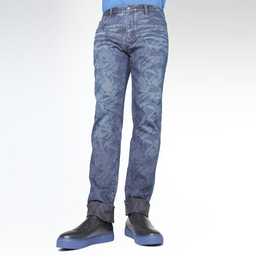 Marco Azzali 蓝色几何印花牛仔裤 P3902600 商品图0