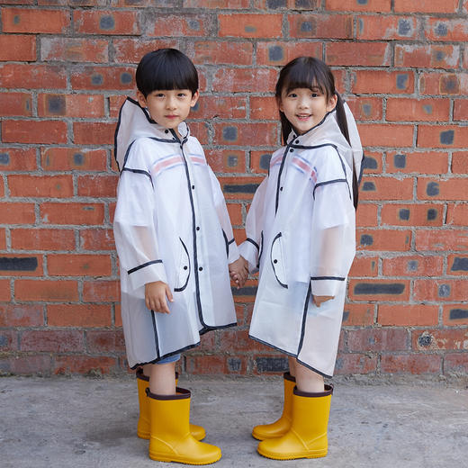 【小香风儿童雨衣】流苏尖尖帽透明雨衣连帽子复工EVA男女孩室内外户外旅行旅游幼儿园小学生宝宝徒步雨披非一次性防护工作服 商品图0