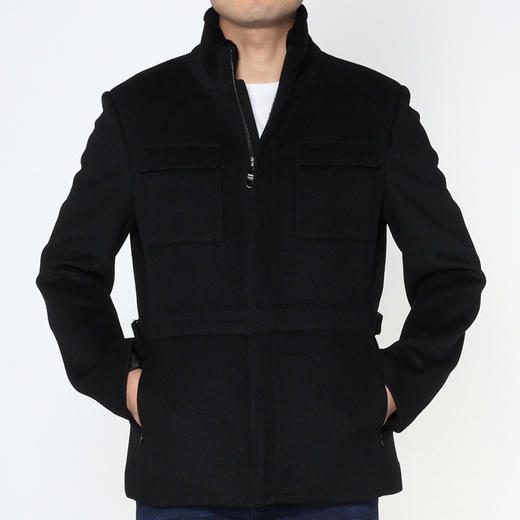 Marco Azzali 玛珂爱萨尼黑色獭兔毛羊毛大衣Y5165500 商品图0