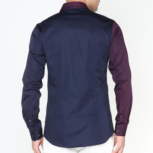 Marco Azzali 紫色藏青双拼长袖衬衫 C3903A00 商品图2