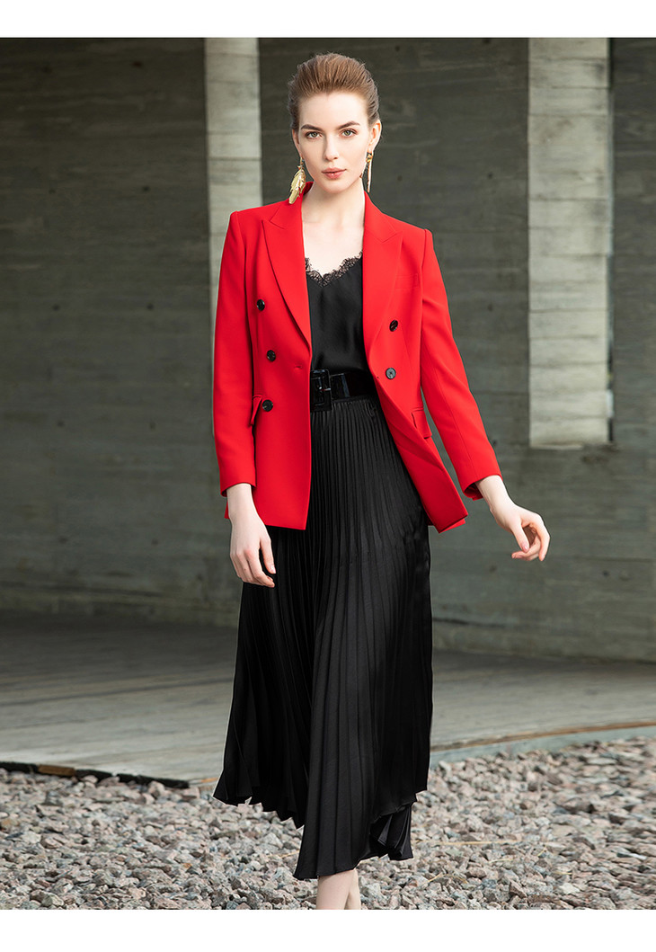 iwy新年红时尚红色西装百褶裙西服套装201049c1201030s4