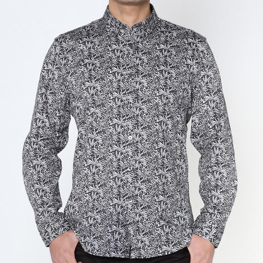 Marco Azzali 黑白几何数码印花长袖衬衫 C3913400 商品图0