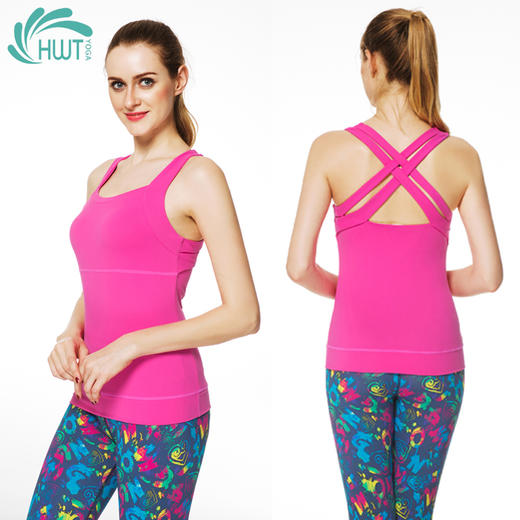 《惊爆618 不退换》HWT宽边户外交叉运动背心上衣  夏季瑜伽服 大码瑜伽服 商品图3