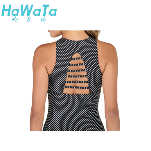 《惊爆618 不退换》HWT华威特瑜伽黑白条型圆领背心  黑白条 夏季瑜伽服 商品图1