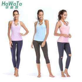 《捡漏专场  不退换》华威特瑜伽花瓣显瘦运动瑜伽背心上衣 跑步 户外夏季瑜伽服
