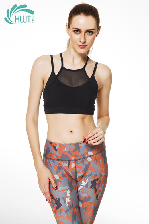 《惊爆618 不退换》HWT中强度黑色纱网运动瑜伽BRA夏季瑜伽服儿童瑜伽服 商品图1