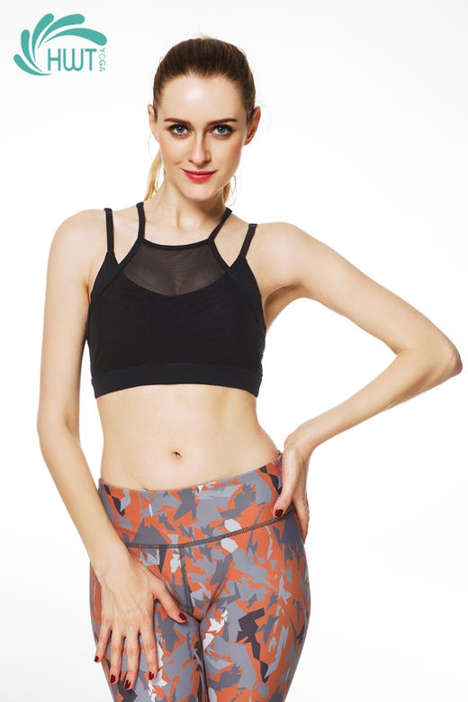 《惊爆618 不退换》HWT中强度黑色纱网运动瑜伽BRA夏季瑜伽服儿童瑜伽服 商品图2