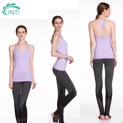 HWT华威特瑜伽桃心柔美瑜伽上衣 瑜伽背心 夏季瑜伽服 商品图6