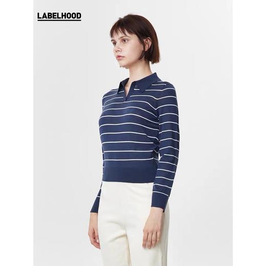 PLY-KNITS 100%羊毛横间无扣套头衫v领打底衫百搭女 CF17 商品图1