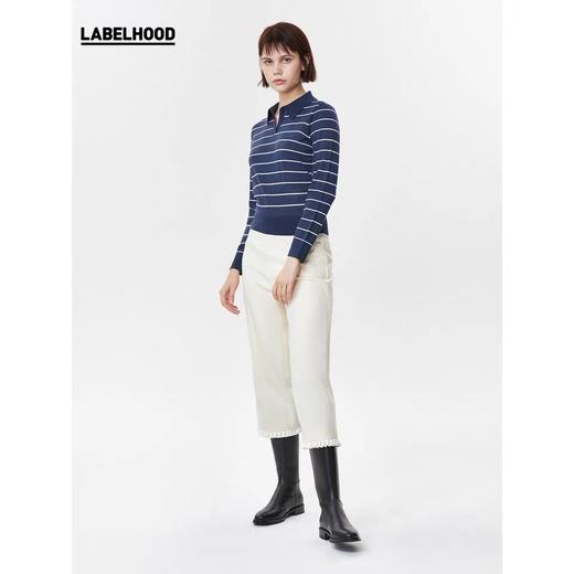 PLY-KNITS 100%羊毛横间无扣套头衫v领打底衫百搭女 CF17 商品图2