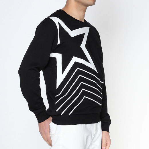 Marco Azzali 黑色星星胶印长袖圆领T恤 T5103200 商品图1