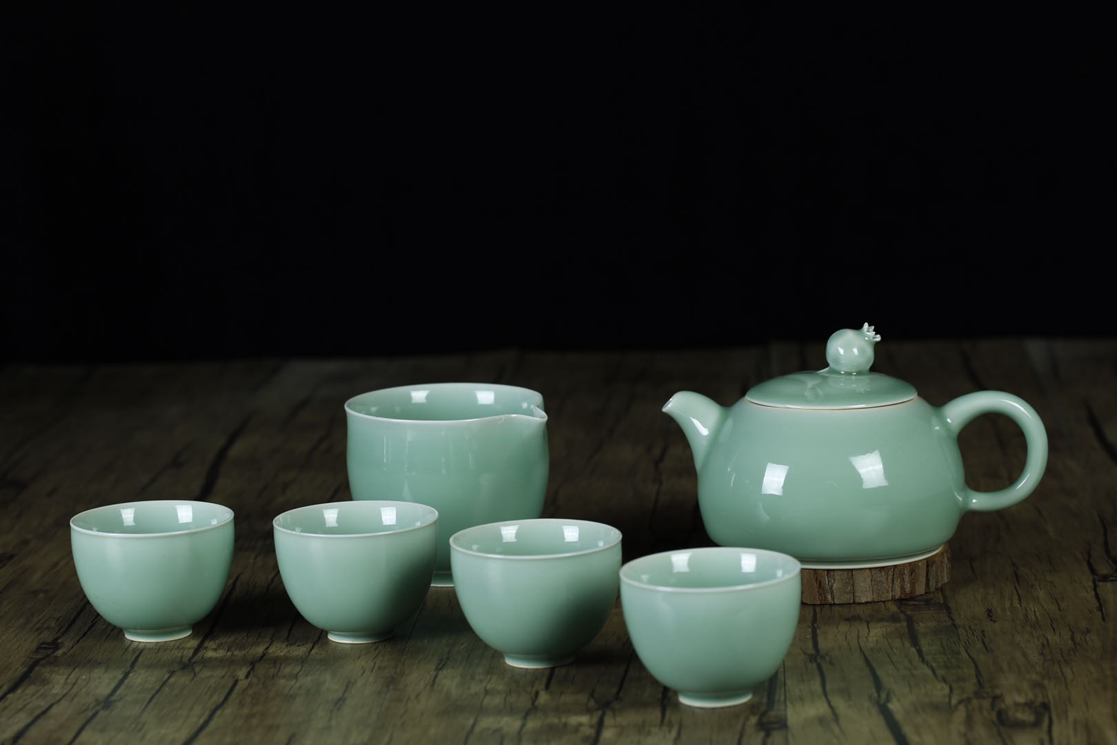 工艺美术大师王利军石榴茶器  送大师青瓷盖碗