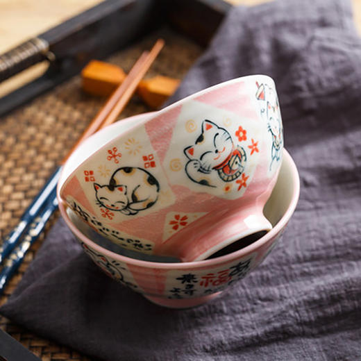 日本中平碗 招财猫 红 S 商品图0