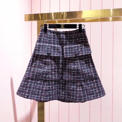 chanel香奈儿 藏蓝色毛呢半身裙