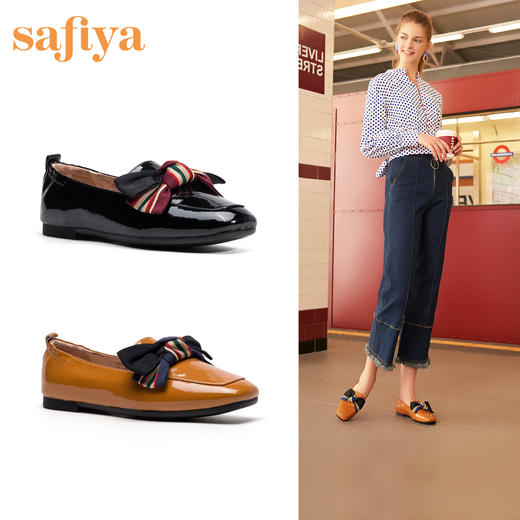 商场同款 | safiya索菲娅2020新款平底牛漆皮蝴蝶结女单鞋SF01111025 商品图1