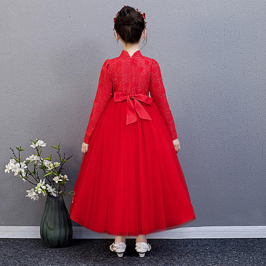 AM-Q618中国风刺绣孔雀新款儿童公主裙连衣裙 商品图3