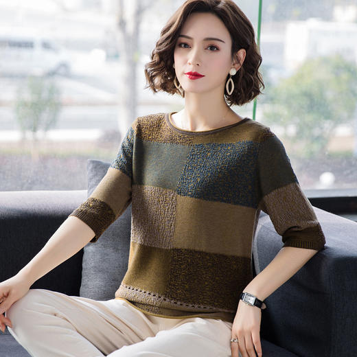 FCY-KR068新款女士针织慵懒风女装上衣 商品图3