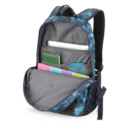 【美旅】背包 书包 双肩包 轻便耐磨 大容量 时尚印花 黑色 胸扣 舒适背负 多隔层口袋 BJ4 商品图5