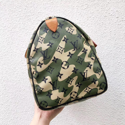 lv路易威登speedy3508年村上隆合作款迷彩波士顿手提