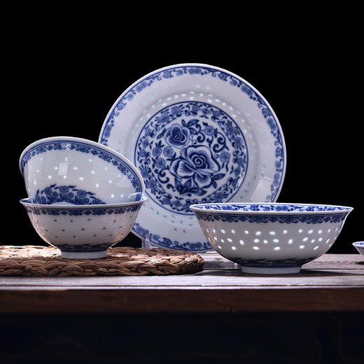 新品 diy自由搭配 | 富玉玲珑 青花玲珑瓷 梅樱餐具散件 - 富玉陶瓷