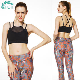 《惊爆618 不退换》HWT中强度黑色纱网运动瑜伽BRA夏季瑜伽服儿童瑜伽服