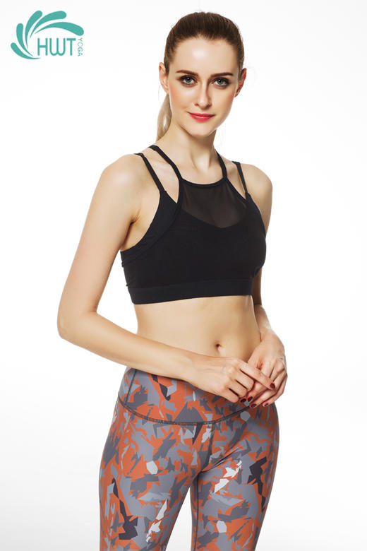 《惊爆618 不退换》HWT中强度黑色纱网运动瑜伽BRA夏季瑜伽服儿童瑜伽服 商品图3